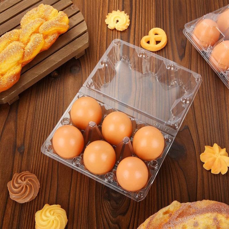 DealBeta Plastic Clear Egg Carton for 6 Eggs,12Pack Egg Tray Reusable Medium Size Egg Cartons Perfect for Egg Trader Market Farmers Display Farmer Camping Picnic Travel Storage-Holds Medium 6Eggs Securely - Image 4