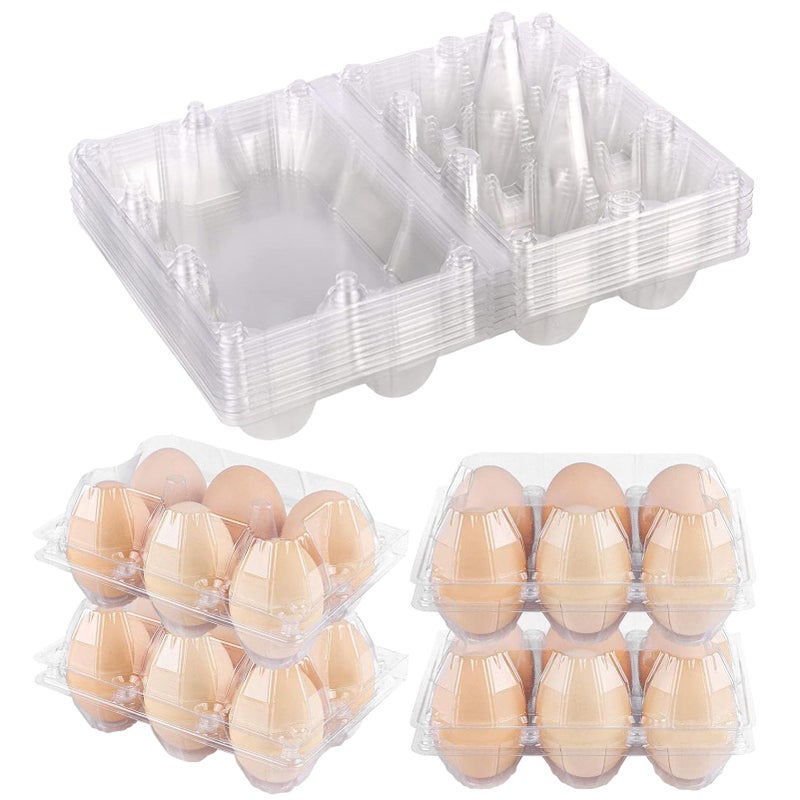 DealBeta Plastic Clear Egg Carton for 6 Eggs,12Pack Egg Tray Reusable Medium Size Egg Cartons Perfect for Egg Trader Market Farmers Display Farmer Camping Picnic Travel Storage-Holds Medium 6Eggs Securely - Image 1