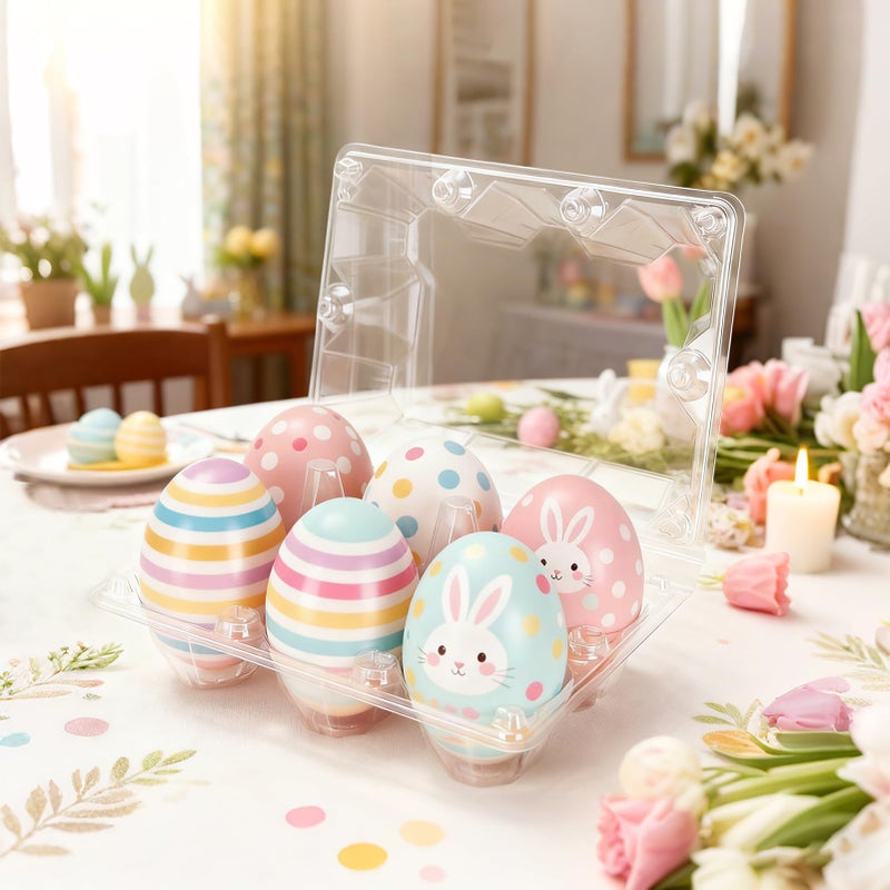 DealBeta Plastic Clear Egg Carton for 6 Eggs,12Pack Egg Tray Reusable Medium Size Egg Cartons Perfect for Egg Trader Market Farmers Display Farmer Camping Picnic Travel Storage-Holds Medium 6Eggs Securely - Image 5