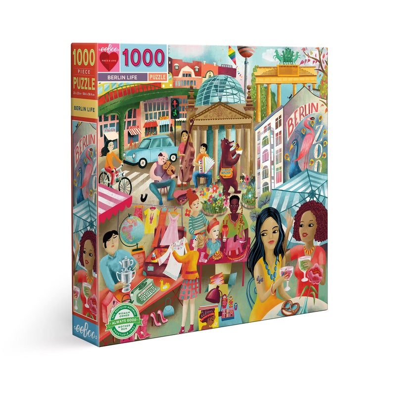 eeBoo: Piece and Love Berlin Life 1000 Piece Square Jigsaw Puzzle, Sturdy Puzzle Pieces, A Cooperative Activity with Friends and Family - Image 1
