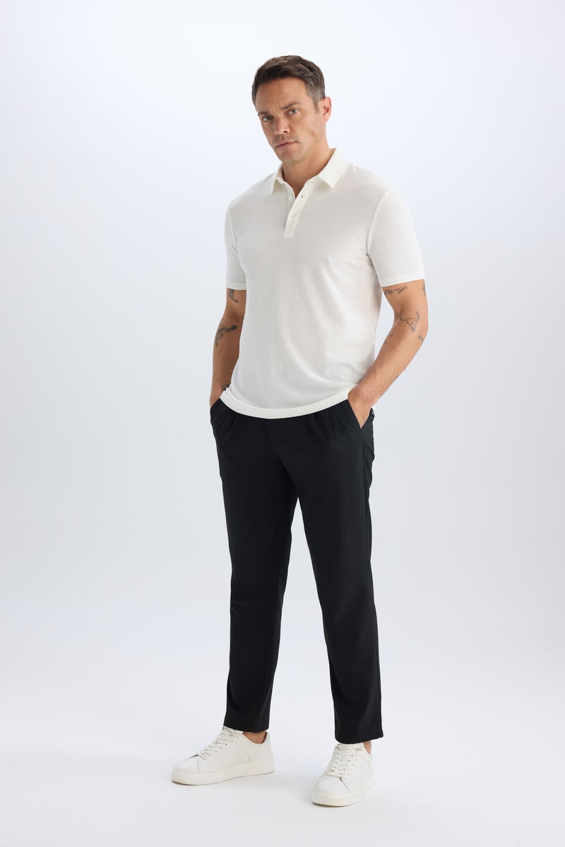 DeFacto White Man Slim Fit Short Sleeve Polo T-Shirt Casual - Image 2