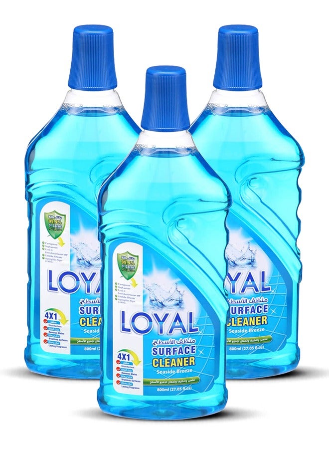 loyal Surface Cleaner Liquid/Seaside Breeze Blue 3x800ml  - Image 1