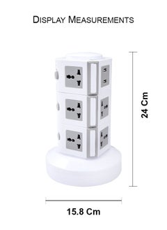 MODI Universal Vertical Tower Power Strip, Multi Socket 110V-250V with 2 USB Ports, Electric Charging Station Surge Protector, Suitable For Any Country  - Image 4