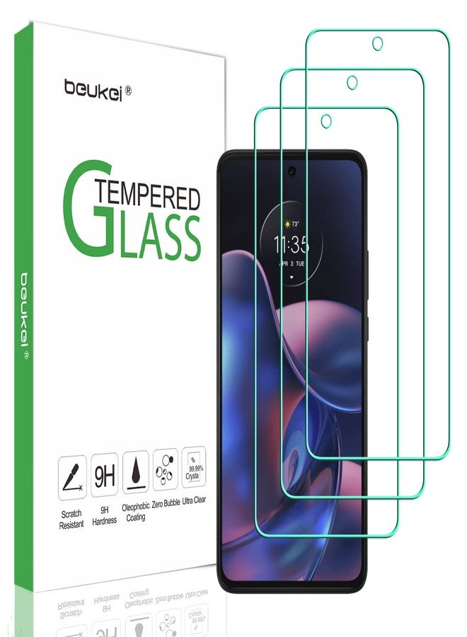 beukei (3 Pack) Compatible for Motorola Moto Edge (2022) [Not Fit for Moto Edge+2022 Version] Screen Protector Tempered Glass, (6.6 inch) Touch Sensitive,Case Friendly - Image 1