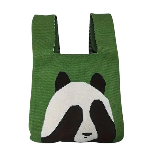 GOLD LEAF Cute Panda Themed Wrist Bag for Women – Casual Crochet Tote, Small Handbag, Wristlet Clutch Bag with Cartoon Pattern – Trendy Travel & Shopping Bag, Gift for Mom, Birthday - Image 1