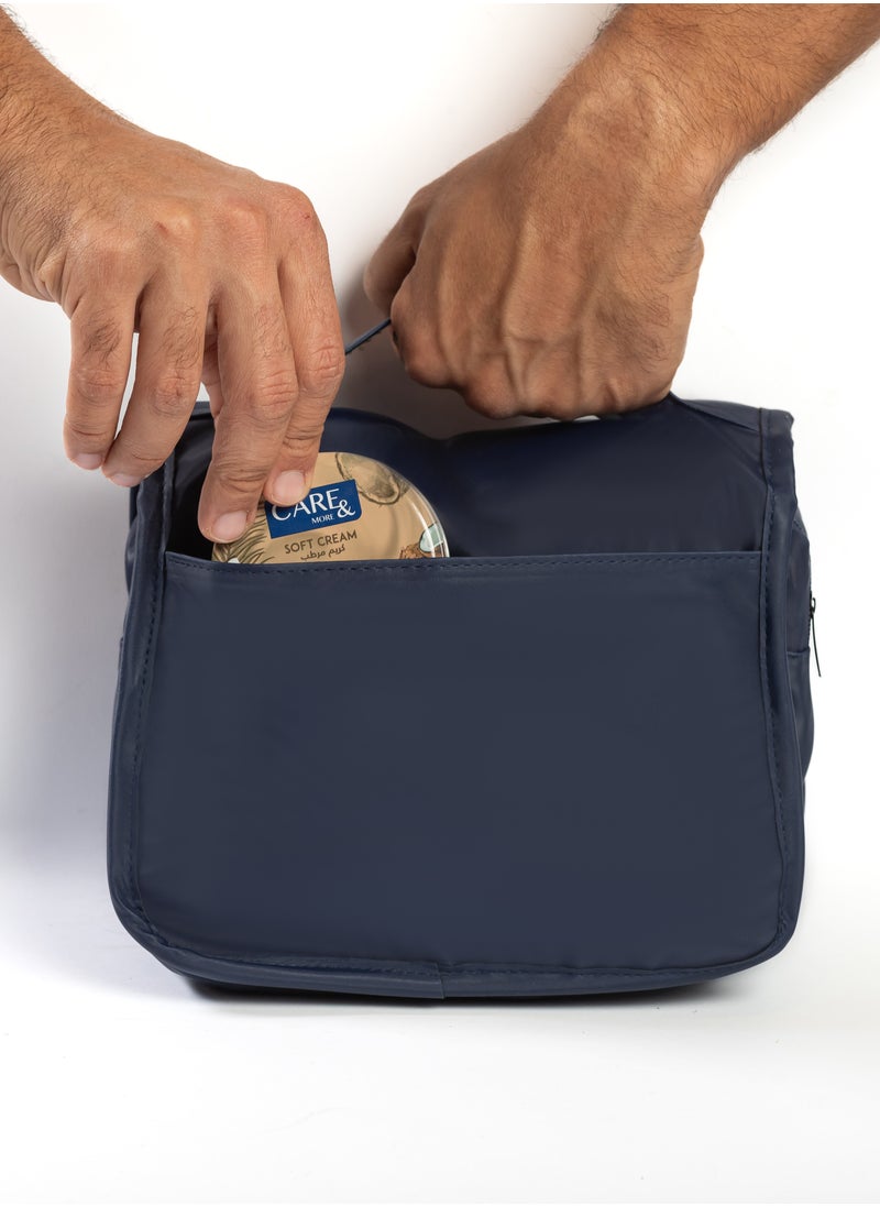 Generic - Hanging Toiletry Bag, Water-Resistant Travel Organiser with Mesh Compartments, Navy Blue - Image 1