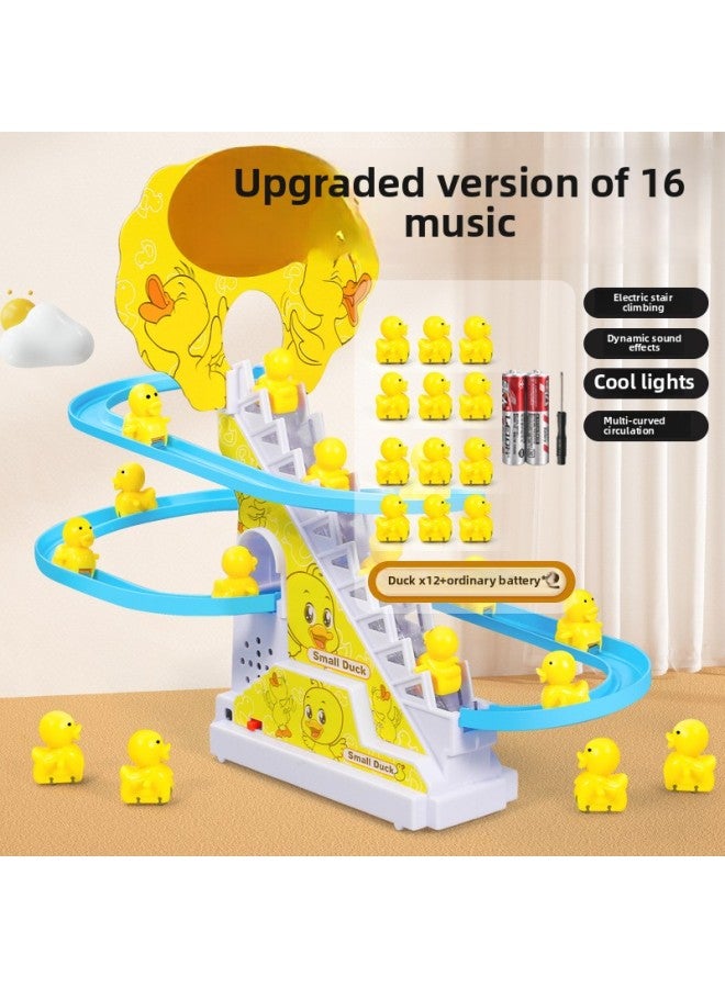 Internet-famous Little Duck Climbing The Stairs On The Track Car Baby One Year Old Slide 4 Electric 2 Children Boy Toy-Colour:Upgrade 16 Pieces Of Music✅【12 Ducks】battery Version Of The Little Yellow Duck Climbing Stairs  - Image 1