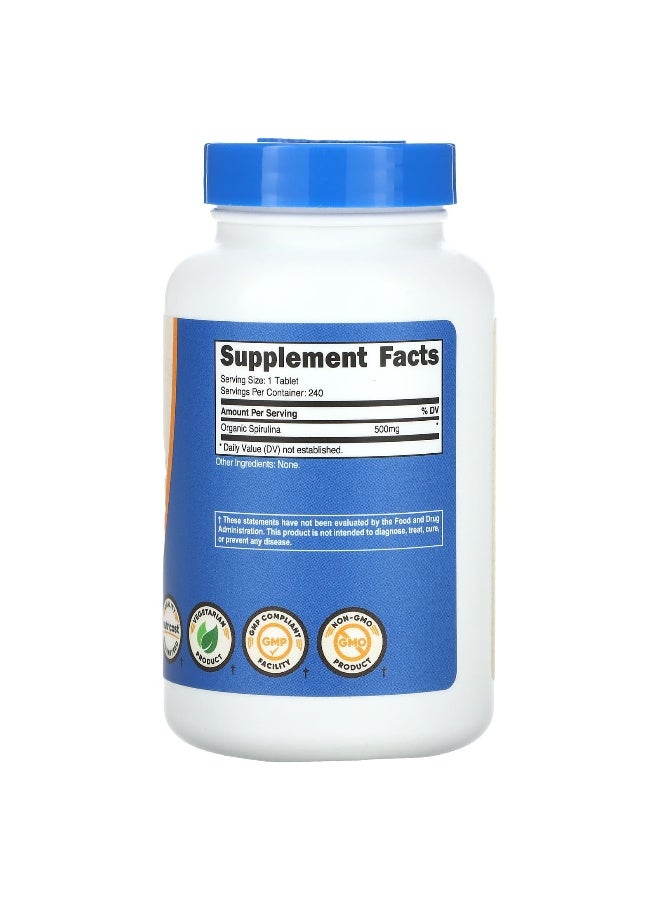 Nutricost نوتريكوست، سبيرولينا عضوية، 500 ملغ، 240 قرص - Image 2