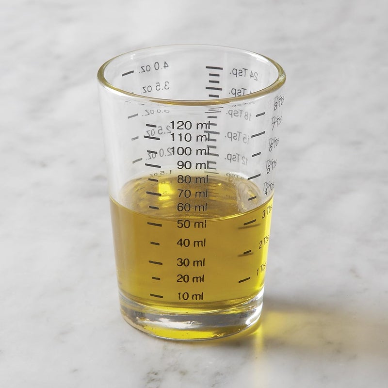 Fox Run Mini Multi-Purpose Liquid and Dry Measuring Shot Glass, Set of 2, 4-Ounce Cups, Clear, Small - Image 4