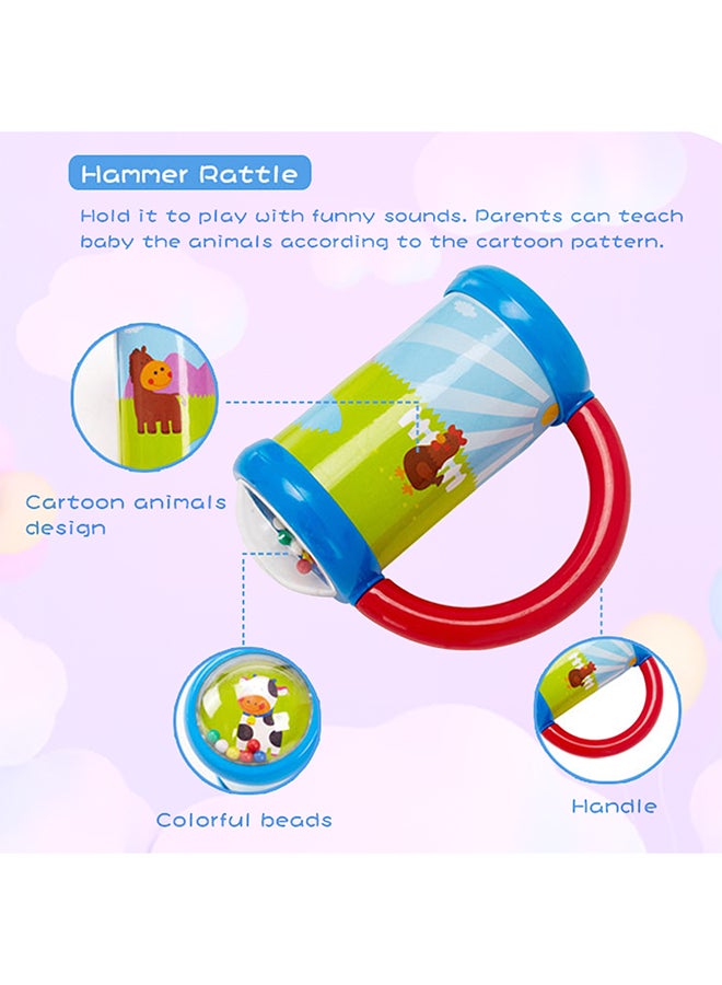 COGNIKIDS لعبة رنين المطرقة للأطفال | رنين ملون للأطفال من 0+ أشهر | رنين خفيف الوزن مع طباعة كرتونية، خرز ومقبض سهل الإمساك | لعبة أطفال خالية من BPA - Image 3