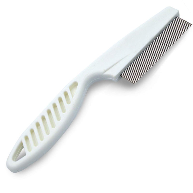 SunGrow Detangling Pet Comb for Dogs, Cats, Ferrets, Anti-static Groomer Removes Tangles & Knots, Tear Stain Removal, Stainless Steel Pins with Rounded & Smooth Ends, White Non-slip Grip Handle, 7.4" - Image 1