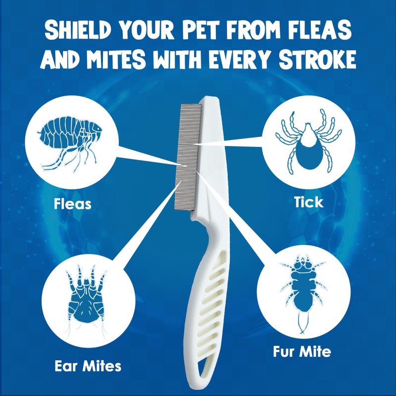 SunGrow Detangling Pet Comb for Dogs, Cats, Ferrets, Anti-static Groomer Removes Tangles & Knots, Tear Stain Removal, Stainless Steel Pins with Rounded & Smooth Ends, White Non-slip Grip Handle, 7.4" - Image 5