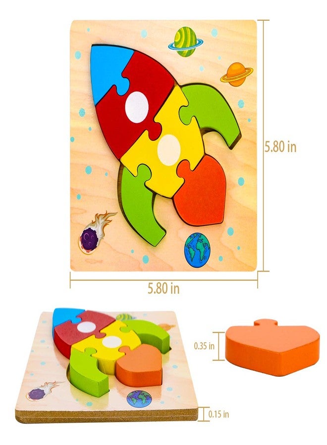 SKYFIELD Wooden Vehicle Toddler Puzzles for 1 2 3 Years Old Boys & Girls, Baby STEM Educational Toy Gift with 4 Vehicles Montessori Learning Puzzles, Bright Vibrant Color Shapes - Image 4