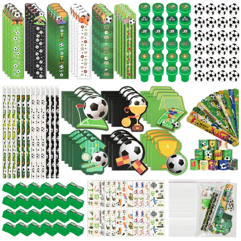Ulema 216Pcs Soccer Stationery soccer Theme Gifts Birthday Supplies Team Gift Goodie Bags Stuffer Pencils Rulers Classroom games Rewards School Office Suppliessoccer - Image 2