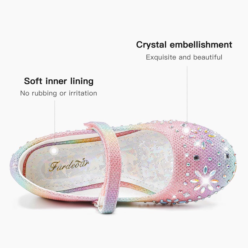 Furdeour Rainbow Girls Flats Shoes Princess Dress up Shoes Size 11 Flower Girls Wedding Party Pageant Prom(19Rainbow 11) - Image 5
