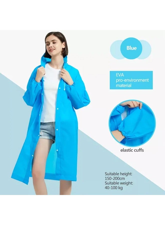 Taimi Rain Ponchos for Adults Reusable EVA Rain Coats for Women Men Waterproof Long Rain Jackets with Hood Blue - Image 4