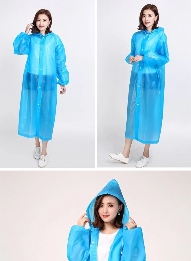 Taimi Rain Ponchos for Adults Reusable EVA Rain Coats for Women Men Waterproof Long Rain Jackets with Hood Blue - Image 2