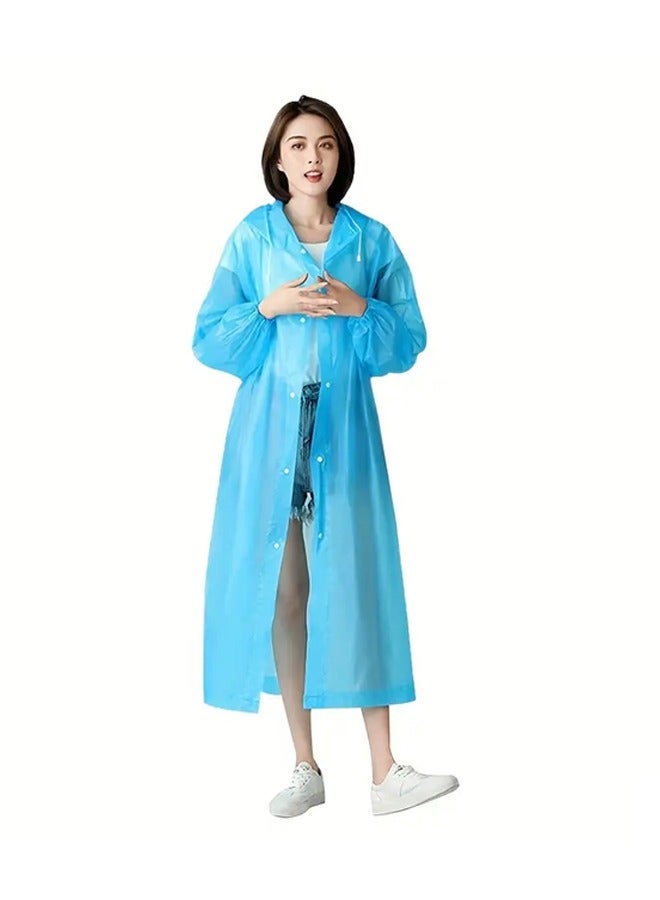 Taimi Rain Ponchos for Adults Reusable EVA Rain Coats for Women Men Waterproof Long Rain Jackets with Hood Blue - Image 3