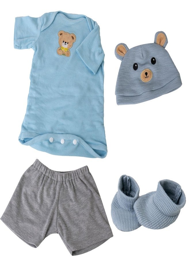 EKOKIZ Reborn Baby Dolls Clothes for Boys and Girls 20-22 Inches Blue Bear Patterned Fashion Realistic Baby Doll Clothes Accessories Set for Newborn Baby Dolls Boy - Image 1