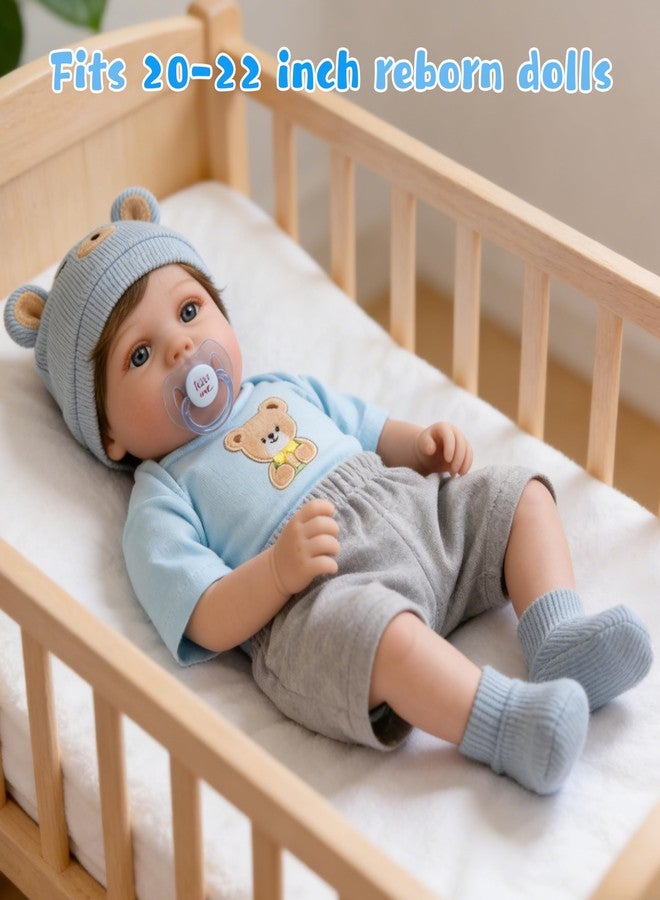 EKOKIZ Reborn Baby Dolls Clothes for Boys and Girls 20-22 Inches Blue Bear Patterned Fashion Realistic Baby Doll Clothes Accessories Set for Newborn Baby Dolls Boy - Image 4