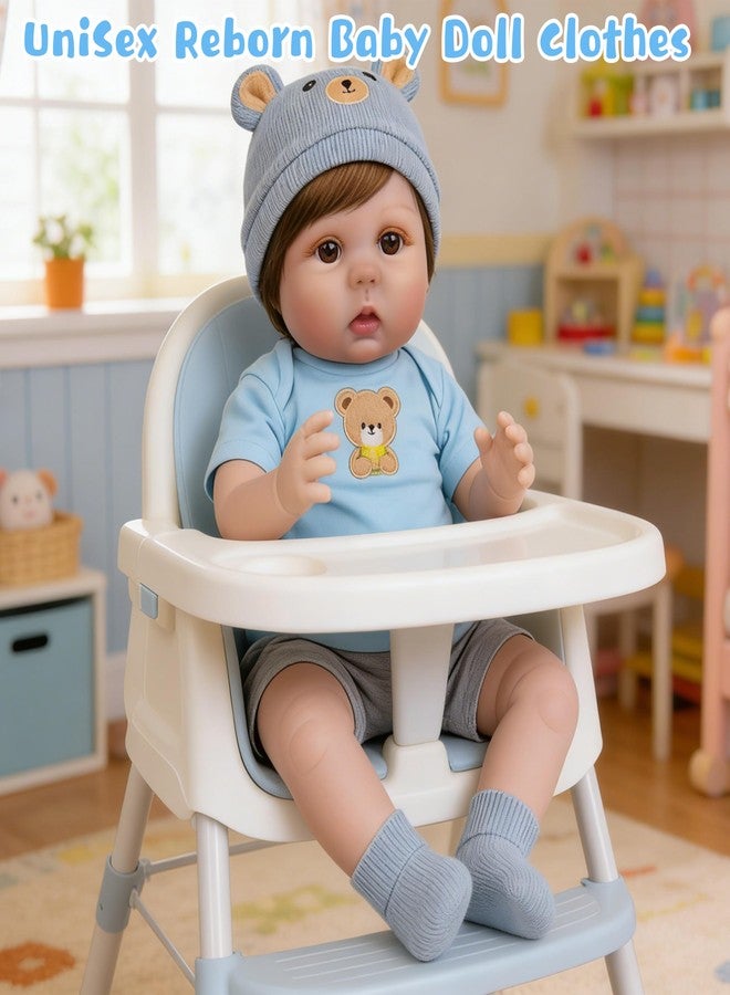 EKOKIZ Reborn Baby Dolls Clothes for Boys and Girls 20-22 Inches Blue Bear Patterned Fashion Realistic Baby Doll Clothes Accessories Set for Newborn Baby Dolls Boy - Image 2