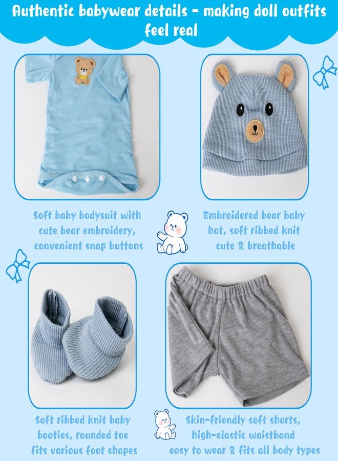 EKOKIZ Reborn Baby Dolls Clothes for Boys and Girls 20-22 Inches Blue Bear Patterned Fashion Realistic Baby Doll Clothes Accessories Set for Newborn Baby Dolls Boy - Image 5