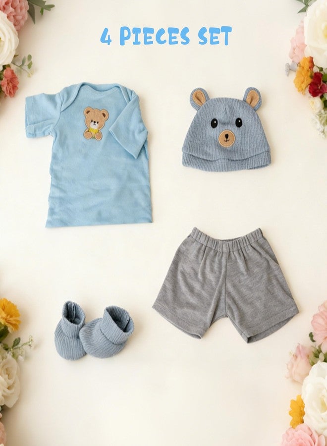 EKOKIZ Reborn Baby Dolls Clothes for Boys and Girls 20-22 Inches Blue Bear Patterned Fashion Realistic Baby Doll Clothes Accessories Set for Newborn Baby Dolls Boy - Image 3