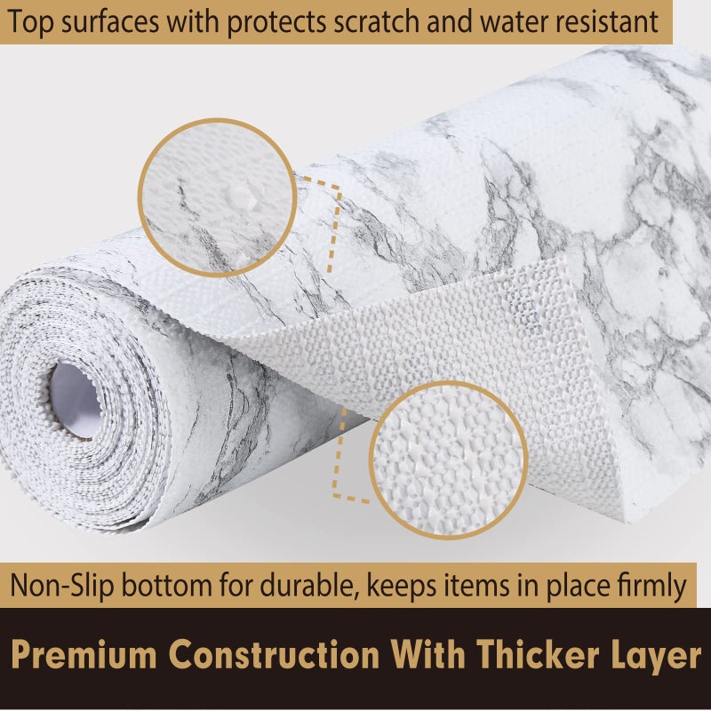 Iwtmm Premium Drawer and Shelf Liner for Cabinet, Non Adhesive Liner for Kitchen, Strong Grip Non Slip Shelf Liners for Kitchen Cabinets, Storage, Drawers, Shelves, Kitchenware and Tableware, Marble - Image 5