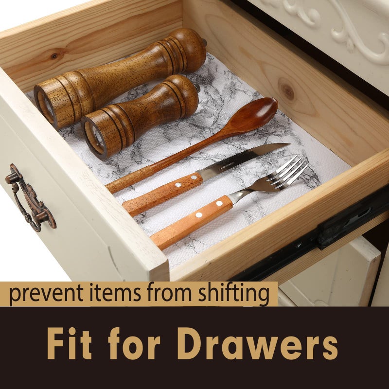 Iwtmm Premium Drawer and Shelf Liner for Cabinet, Non Adhesive Liner for Kitchen, Strong Grip Non Slip Shelf Liners for Kitchen Cabinets, Storage, Drawers, Shelves, Kitchenware and Tableware, Marble - Image 3
