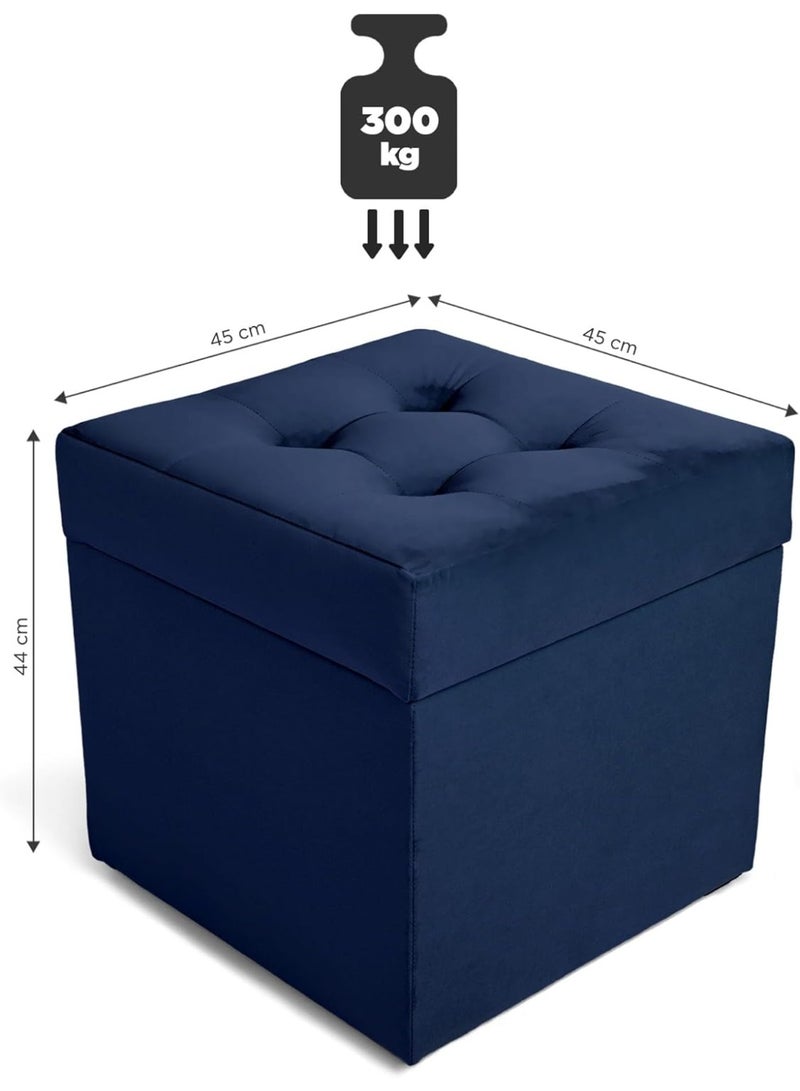 Soft, hinged, foldable plush upholstered bench with storage space, can hold up to 300 kg, suitable for living room, bedroom, and hallway, measuring 44 x 45 cm - Image 3
