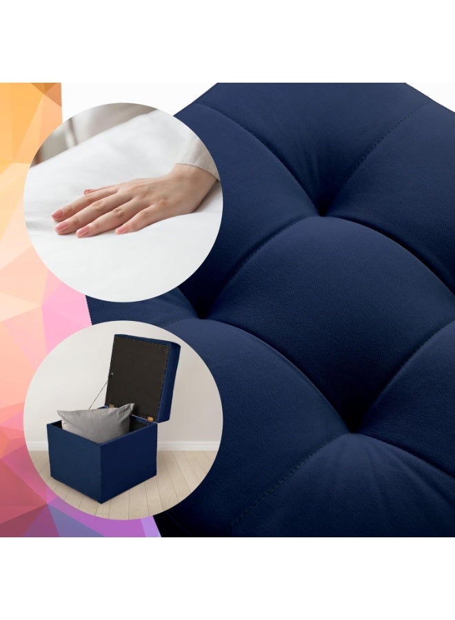 Soft, hinged, foldable plush upholstered bench with storage space, can hold up to 300 kg, suitable for living room, bedroom, and hallway, measuring 44 x 45 cm - Image 5