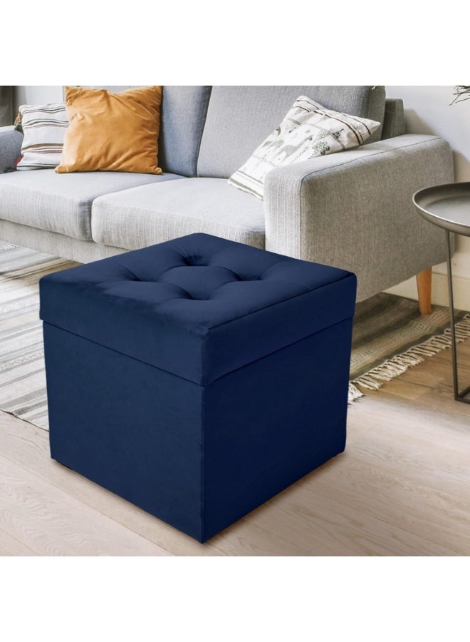 Soft, hinged, foldable plush upholstered bench with storage space, can hold up to 300 kg, suitable for living room, bedroom, and hallway, measuring 44 x 45 cm - Image 2