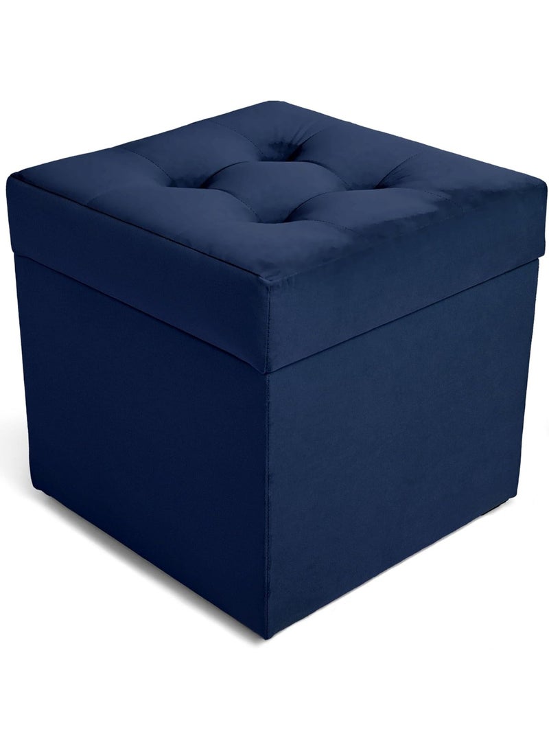 Soft, hinged, foldable plush upholstered bench with storage space, can hold up to 300 kg, suitable for living room, bedroom, and hallway, measuring 44 x 45 cm - Image 1