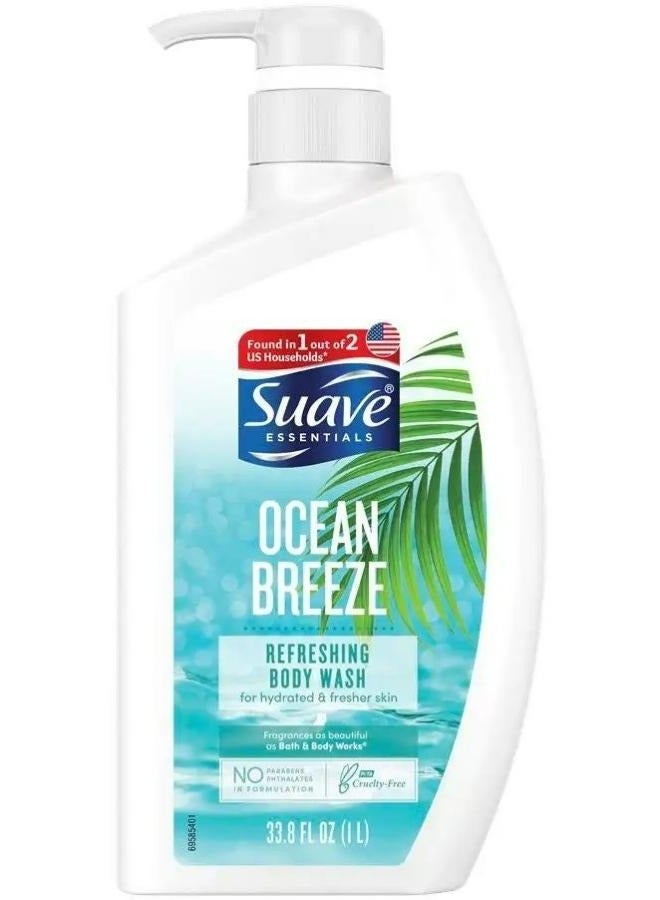 Suave Essential Ocean Breeze Refreshing Body Wash 1 Liters - Image 1