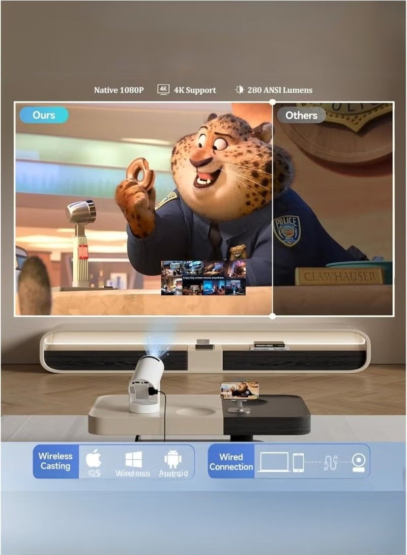 Portable Projector Pocket Size with 5G WiFi – Android 11.0 OS – Supports Up to 130 Inches Screen – Full HD 1080P Home Theater Experience for Indoor & Outdoor Use – Compatible with TV Stick, HDMI, USB, PS5, PS4, iOS Devices – Perfect Birthday Gift for Home Entertainment  - Image 4
