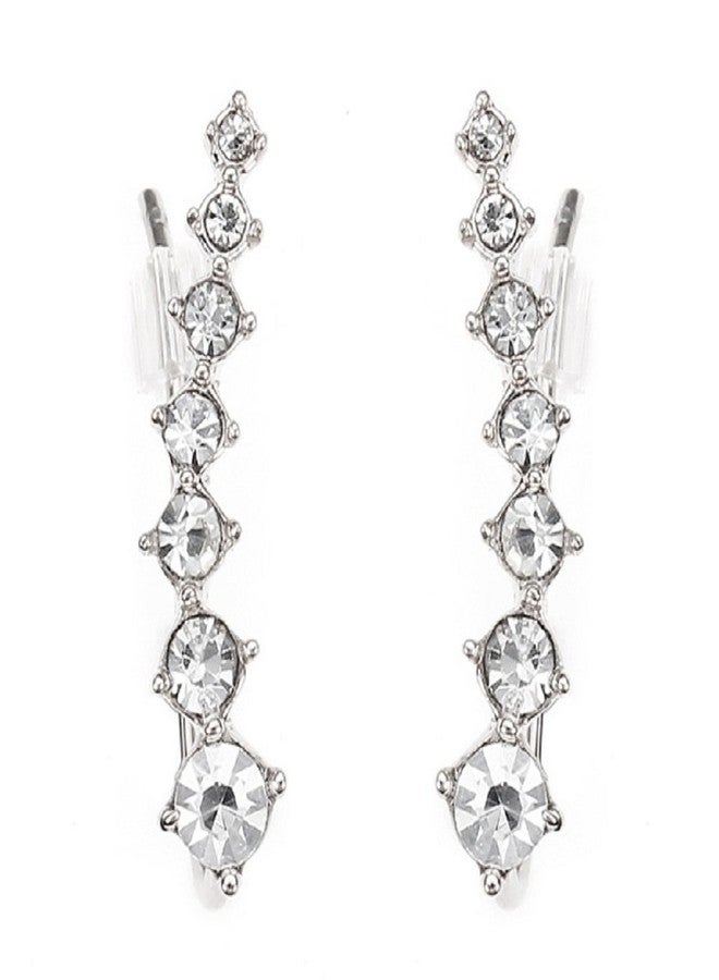 RUVEE Metal Silver Plated Elemental Stars Hook Alloy Cuff Earrings for Women and Girls - Image 1