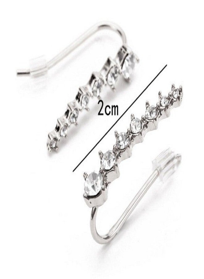 RUVEE Metal Silver Plated Elemental Stars Hook Alloy Cuff Earrings for Women and Girls - Image 3