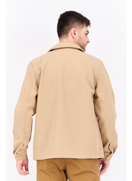 Threadbare Men Solid Long Sleeve Jacket Shirt, Tan  - Image 3