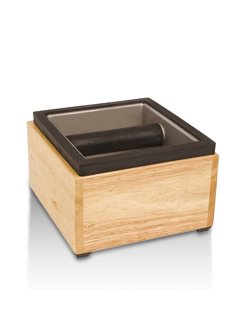 Rattleware Stainless Steel Coffee Knock Box  (7.5" x 7" x 4")Heavy-Duty Espresso Grounds Container, Waste Bin with Welded Bar, Non-Slip Base, Durable Barista Coffee Tool - Image 1