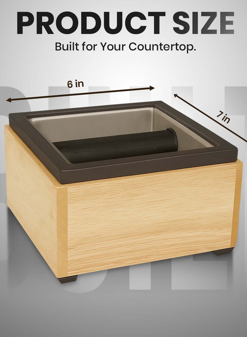 Rattleware Stainless Steel Coffee Knock Box  (7.5" x 7" x 4")Heavy-Duty Espresso Grounds Container, Waste Bin with Welded Bar, Non-Slip Base, Durable Barista Coffee Tool - Image 5