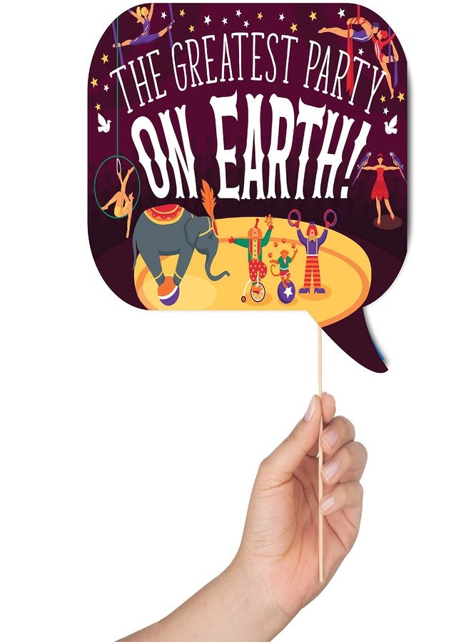 Outside The Booth Carnival Photo Booth Props - 41-pc Photobooth Kit with 8 x 10-Inch Sign, 60 Adhesive Pads, 45 Sticks - Circus Theme Party Decorations - Carnival Backdrop - Image 3
