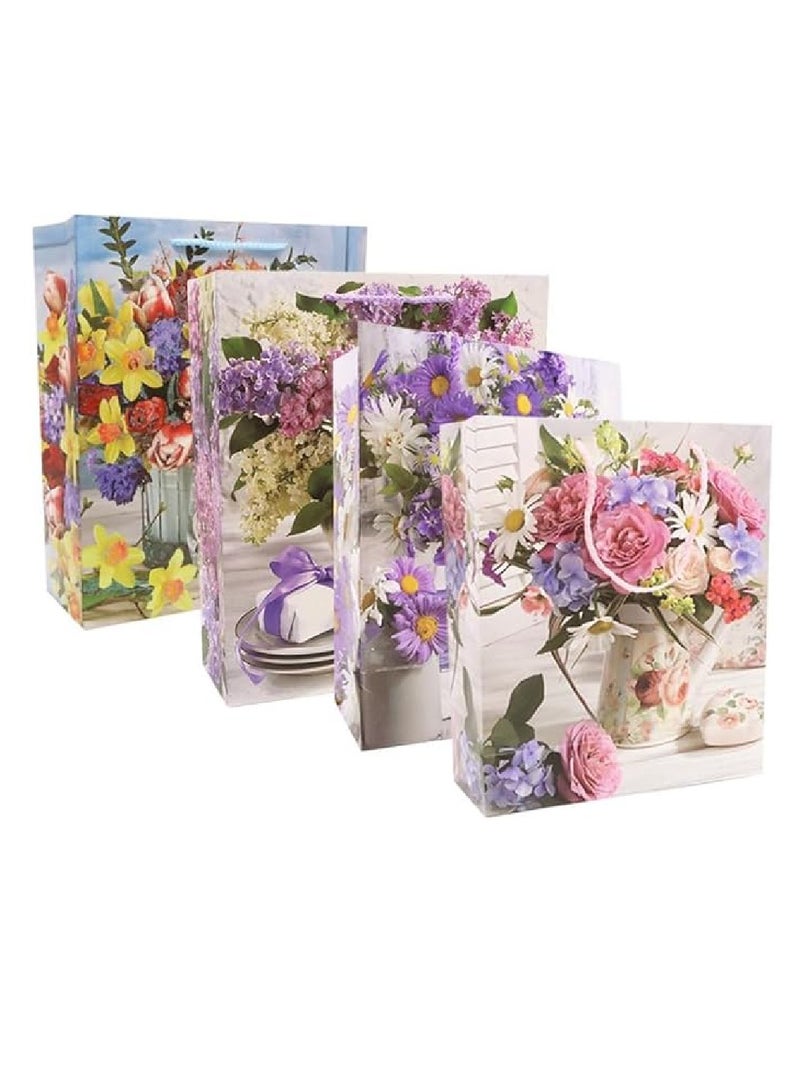 Yuwell Gift Bags With Comfortable Handle Set Of 4 Pcs for Birthday Wedding Gift Shopping And More Multicolor 18L x 8.5W x 23H  - Image 1