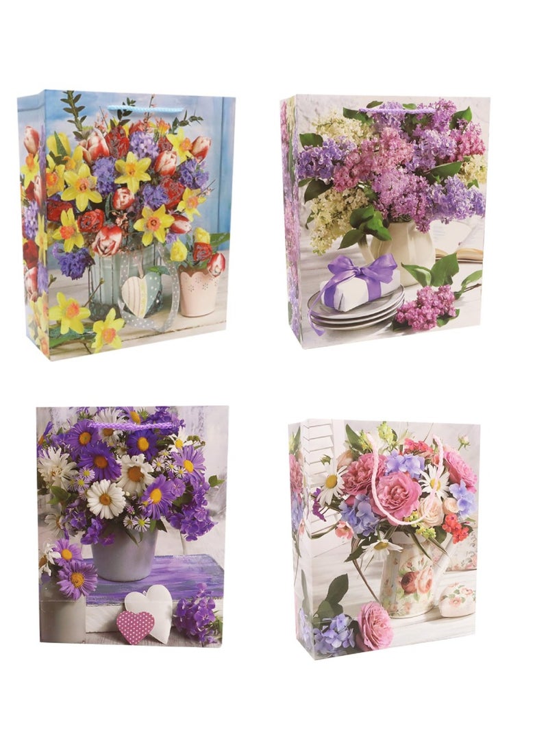 Yuwell Gift Bags With Comfortable Handle Set Of 4 Pcs for Birthday Wedding Gift Shopping And More Multicolor 18L x 8.5W x 23H  - Image 3