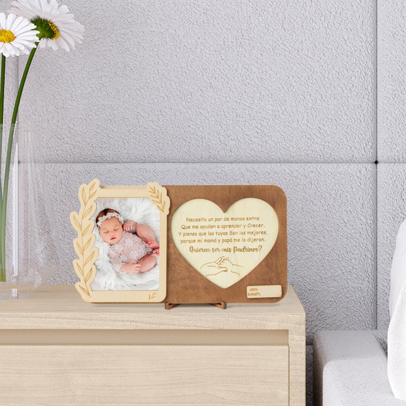 CJiangpo Will You Be My Godparents Proposal Gift Picture Frame Set, Madrina Padrino Proposal Puzzle in Spanish Asking to Be Godparent Announcement Card Gift from God Child Baptism Christmas Ideas - Image 4