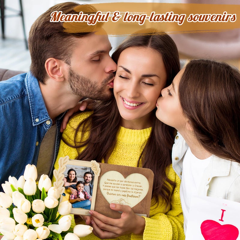 CJiangpo Will You Be My Godparents Proposal Gift Picture Frame Set, Madrina Padrino Proposal Puzzle in Spanish Asking to Be Godparent Announcement Card Gift from God Child Baptism Christmas Ideas - Image 5