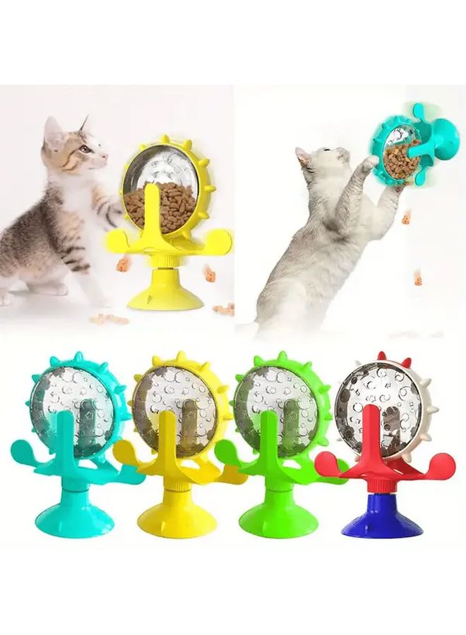 طاحونة هواء تفاعلية صفراء للحيوانات الأليحية - لعبة موزع طعام بطيء - محفز ذهني للمكافآت - Image 2