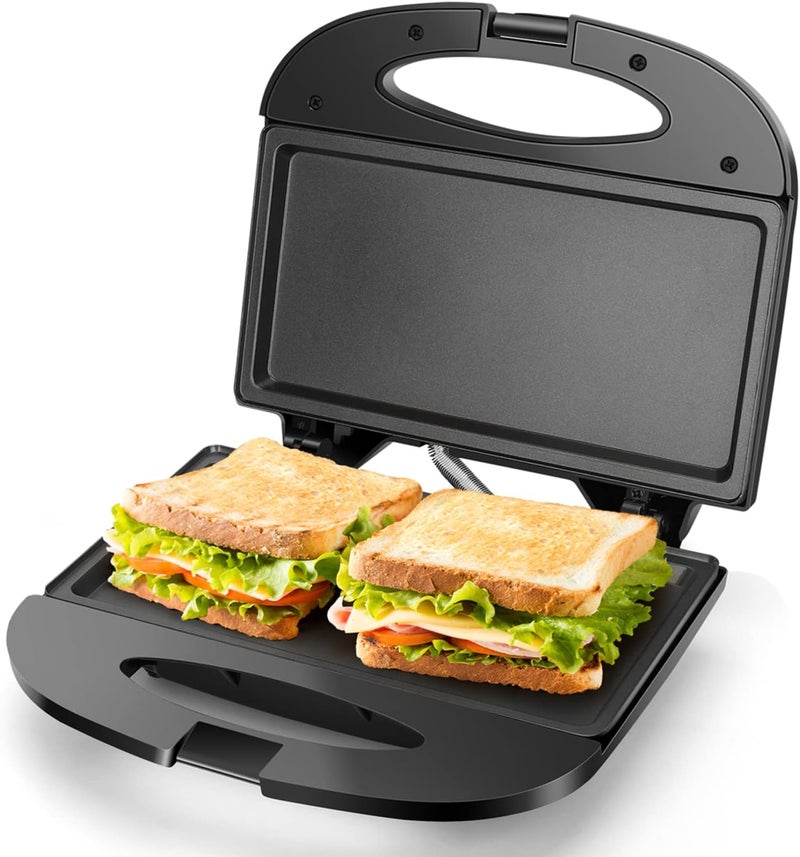 Aigostar Sandwich Maker with Non-stick Deep Grid Surface for Egg, Ham, Steaks Compact Electric Grill Tostadora de Pan Black, ETL Certificated, Roy - Image 1