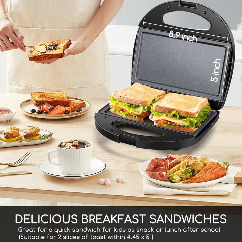 Aigostar Sandwich Maker with Non-stick Deep Grid Surface for Egg, Ham, Steaks Compact Electric Grill Tostadora de Pan Black, ETL Certificated, Roy - Image 4