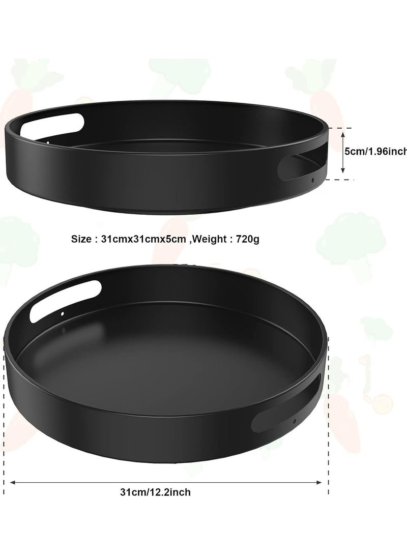 Carbon Steel Lazy Susan Organizer,Black 360°Stable Revolving Spice Rack Turntable for Pantry Cabinet,Decorative Trays Storage Containers Organizer for Kitchen Cabinet, Snacks, Bathroom,12.2inch - Image 2