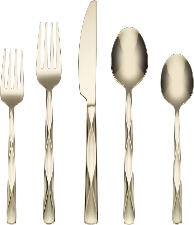 Cambridge Ayden Champagne Mirror Piece Flatware Set 20 Count Metallic - Image 1